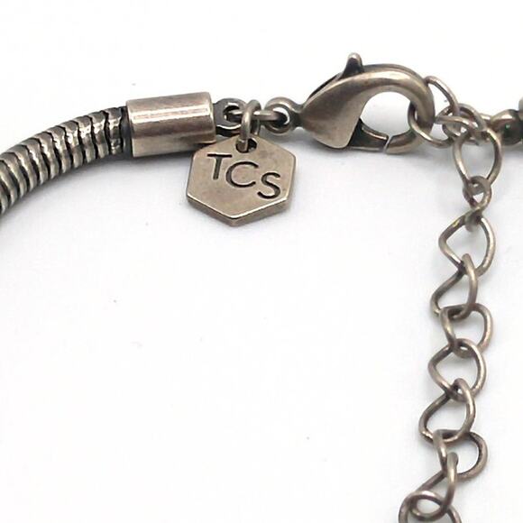 Touchstone Crystal Swarovski Necklace, Pink Purple Blue Crystal, Snake Chain 18" - Picture 4 of 11